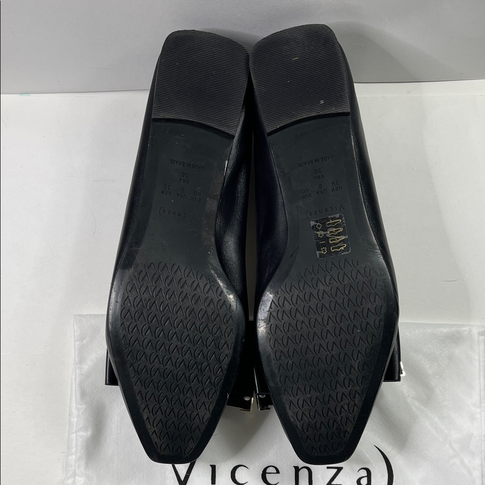 Anthropologie Vicenza Black Leather Women's Flats Studded Bow Size 9M EUC - Picture 9 of 13